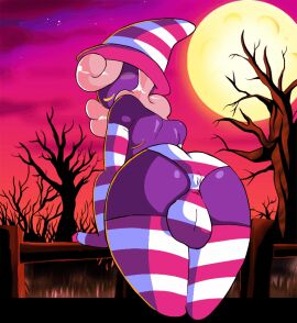 1dickgirl 1futa animated armwear ass ass_focus bent_over bulge detailed_background dickgirl elbow_gloves fence flash_game full_moon futanari game gloves hair_over_eyes hat hidden_eyes intersex legwear long_hair loop mario_(series) moon night nintendo outdoors panties paper_mario paper_mario:_the_thousand-year_door penis pink_hair presenting presenting_hindquarters purple_body purple_skin rear_view seducing seduction seductive seductive_look seductive_pose seductive_smile shadow_siren shaking_ass shaking_butt smile solo spazkid stockings striped_armwear striped_hat striped_legwear striped_panties stripes tagme thick_thighs thighhighs tree vivian_(paper_mario) witch_hat