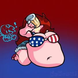 american_flag_bikini animated beer belly belly_button big_belly big_breasts boyfriend_(friday_night_funkin) breasts brown_hair drinking fat female friday_night_funkin girlfriend_(friday_night_funkin) inflation inflation_fetish long_hair morbidly_obese nomuski stuffing_(food)
