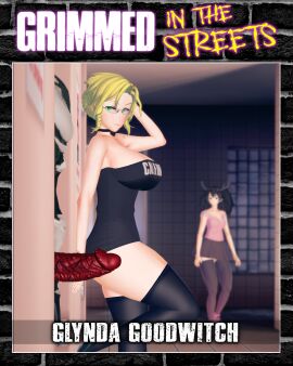 1boy 2girls 3d anthro arrancon black_hair black_hair_female blonde_female blonde_hair breasts clothed_female cover_page faunus female glasses glynda_goodwitch green_eyes grimm_(rwby) grimmed male monster monster_boy monster_cock multiple_females multiple_girls original_character penis pose posing rwby