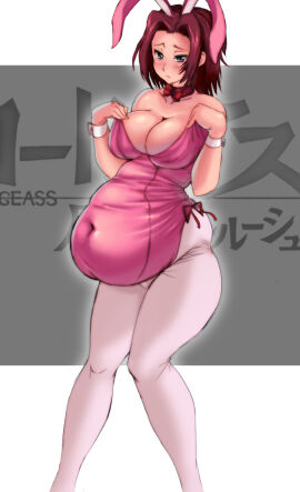 ass bbw belly_overhang big_belly big_female blush bunny_girl bunnysuit chubby chubby_female code_geass embarrassed fat fat_ass fat_female fat_fetish fatty female giantess kallen_stadtfeld kipteitei large_female mini_giantess obese obese_female overweight overweight_female pig plump pork_chop pudgy_belly thick_thighs tubby weight_gain