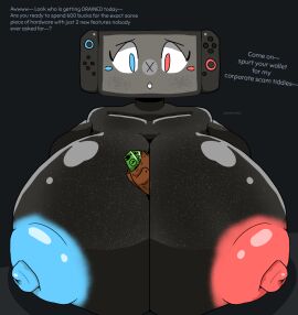 breasts breasts_bigger_than_head console console_girls female findom huge_breasts huge_nipples inanimate inanimate_object money money_between_breasts nintendo nintendo_switch nintendo_switch_2 object_head shiny_skin shitpost tagme text wallet what zeraniumz