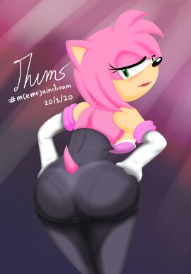 1girls 2020 amy_rose amy_the_bat ass bodysuit dated female female_focus female_only looking_back madgythumtas meme neckline png presenting_ass rouge_the_bat_(cosplay) sega solo sonic_(series) sonic_the_hedgehog_(series) spandex_suit