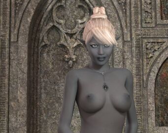 1girls 3d dark_elf drow elf elf_female female grey-skinned_female grey_skin horpheu nude nude_female original pointy_ears upper_body white_hair