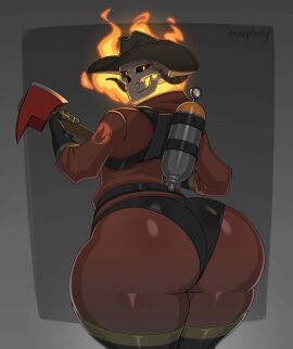 1girls 2d 2d_animation animated ass ass_focus axe big_ass bottom_heavy breasts csarphong female female_only fempyro fire gas_tank gloves glowing_eyes jiggle jiggling_ass large_ass latex latex_gloves latex_suit looking_at_viewer looking_back pyro_(team_fortress_2) shaking shaking_ass shaking_butt solo team_fortress_2 yellow_eyes