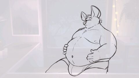 animated animation fat furry furry_male furry_only gif male male_only mosin obese obese_anthro obese_male overweight overweight_anthro overweight_male sketch unfinished weight_gain