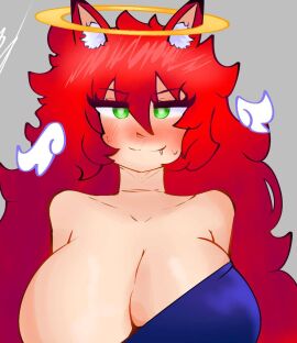 1girls angel ari_ariana ariana_lol art aureola big_breasts big_nipples breasts ezy_ari female fox_ears fox_girl funky_gamer_vibes halo serafín