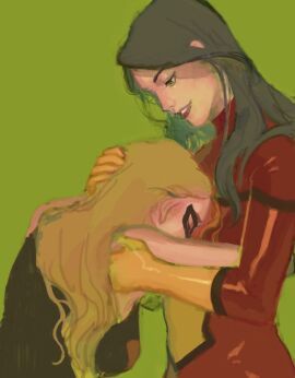 2girls avengers bra carol_danvers couple female/female heroine jessica_drew light-skinned_female marvel marvel_comics ms._marvel panties red romantic_couple spider_woman yuri