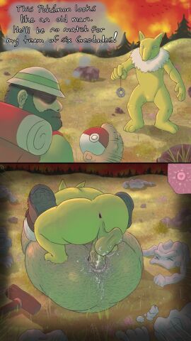 absurd_res anal anthro beard bodily_fluids body_hair boner butt_hair colored comic cum cum_inside defeated duo ejaculation erection facial_hair fainted from_front_position gay generation_1_pokemon genital_fluids genitals geodude hi_res hiker_(pokemon) hiker_(pokemon_bw) human humanoid_genitalia humanoid_penis hypno hypno_(pokemon) impregnation instant_loss_2koma lying male male/male male_impregnating_male male_impregnation male_only mammal mating_press nintendo nude overweight penetration penile penile_penetration penis pokeball pokemon pokemon_(species) sex size_difference spikysketches text yaoi