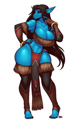 1girls anthro anthro_only big_breasts black_hair black_nails blazbaros breasts female female_only furry furry_only native_clothing nelvaanian solo star_wars wide_hips