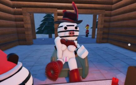 1boy 2girls 3d breasts breasts_out female female_focus giraffy_(piggy) male piggy_(game) pussy sisters thigh_highs thighhighs zee_(piggy) zizzy_(piggy)