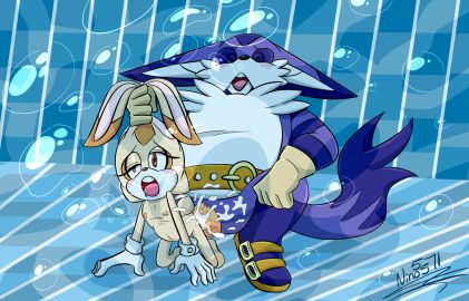 1boy 1girls big_cock big_the_cat cream_the_rabbit cum cum_inside feline female inflation male male/female ninotrash penis pool pussy rabbit sega sonic_(series) sonic_adventure sonic_the_hedgehog_(series) tagme underwater underwater_sex vaginal_penetration water