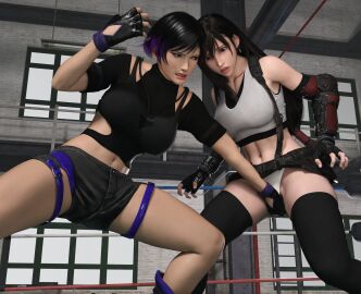 2girls 3d catfight crossover crotch_grab cuntbusting female female_only final_fantasy final_fantasy_vii final_fantasy_vii_remake gcb grabbing grabbing_pussy groping groping_crotch panties pussy pussy_grab reina_mishima ryona square_enix tekken tekken_8 tifa_lockhart yuri