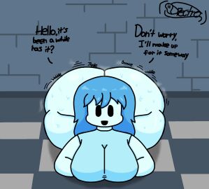 1girls all_fours artist_name artist_signature ass ass_bigger_than_head ass_over_shoulder ass_up ass_visible_through_thighs background big_penis blue_hair blue_skin bubble_ass bubble_butt checkered_floor cute dialogue female female_only ghost ghost_girl huge_ass hyper_ass jiggle loaf looking_at_viewer male mob_face motion_lines musk penis simple_background solo spectrodraws spooky's_house_of_jump_scares spooky's_jump_scare_mansion spooky_(shojs) sweat sweaty_ass thick_thighs wide_hips wiggle_lines wobble