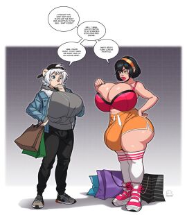 1boy 1futa ass big_ass big_breasts big_lils big_lips big_penis bimbo bimbo_lips bimboi boosterpang bra breasts bubble_ass bubble_butt bulge busty_male cleavage dd_(dsan) duo fat_ass fully_clothed futanari gigantic_breasts huge_ass huge_breasts huge_bulge huge_cock intersex jamie_(boosterpang) looking_at_another male male_with_breasts penis round_ass shopping shorts thick_ass thick_lips