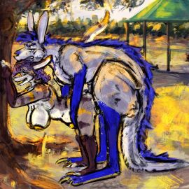 anthro anthro_on_feral bodily_fluids cool. cum cum_inside cumflated_belly duo feral futanari genital_fluids hi_res inflation intersex kangaroo macropod male mammal marsupial nude public public_sex sex zoophilia