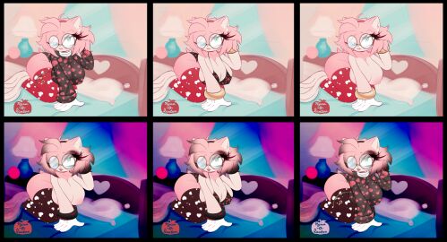 amy_rose ass bed bed_sheet bedding bedroom bedroom_eyes bikini bikini_bottom bikini_top breasts breasts_bigger_than_head breasts_out comfy cozy dyed_hair eyelashes eyeshadow eyewear female glasses gloves goth goth_girl gothified green_eyes large_ass large_breasts large_butt large_thighs lips lipstick mobian_(species) mobian_hedgehog multiple_images multiple_versions nipples nyan_o_lantern_(artist) panties pink_body pink_fur pink_hair round_glasses sonic_(series) sonic_the_hedgehog_(series) sweater sweater_only thigh_highs thighhighs thighs thong wink