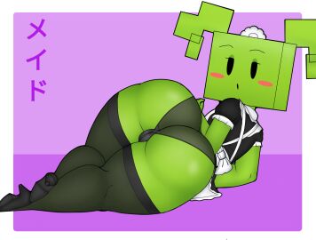 2023 :o apron ass big_butt black_clothing black_eyes black_footwear black_high_heels black_legwear black_panties black_thigh_highs black_underwear blush blush_stickers border camel_toe clothing digital_media_(artwork) eyeshadow female female_humanoid footwear golden_is_bunny green_body green_butt green_eyeshadow green_hair green_skin hair half-closed_eyes hi_res high_heels humanoid japanese_text legwear looking_at_viewer looking_back looking_back_at_viewer lying maid_apron maid_headdress maid_uniform makeup mario_bros mimi_(super_paper_mario) narrowed_eyes nintendo not_furry on_side open_mouth panties paper_mario pink_blush purple_text shaded shoes solo square_(anatomy) text thick_thighs thigh_highs twintails underwear uniform white_apron white_border white_clothing white_headdress wide_hipped_female wide_hipped_humanoid wide_hips