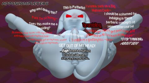 3d_(artwork) addoncomplete86 alien anthro anus aroused ass balls dialogue digital_media_(artwork) earthbound_(series) embarrassed genitals gieeg giygas grey_body hi_res humanoid humanoid_genitalia humanoid_penis male nintendo nipples nude penis red_sclera solo
