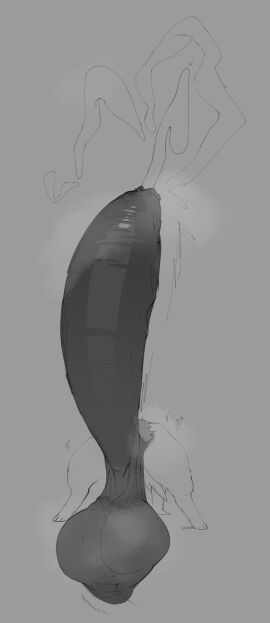 2023 balls canine cum cumming fennec fox furry furry_only hanging_balls heart huge_balls huge_cock humanoid_genitalia hyper hyper_genitalia hyper_penis ic0nmon icon_(ic0nmon) iconom male male_only monochrome orgasm penis pubes pubic_hair simple_background small_but_hung tagme teapot_(body_type)