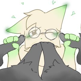 5boys blush choppalova cream_fur double_barrel_blowjob double_barrel_fellatio embarrassed femboy fluffy furry furry_male gangbang gay glasses green_fur heart hearts jerking_off_another jerkingoff_another male multiple_penises penis tearing_up throat_fuck unknown_character y/n