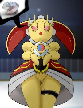 female generation_7_pokemon genitals heart_pupils hi_res humanoid karoha2.0 legendary_pokemon magearna nintendo pokemon pokemon_(species) pussy robot_girl solo vulva