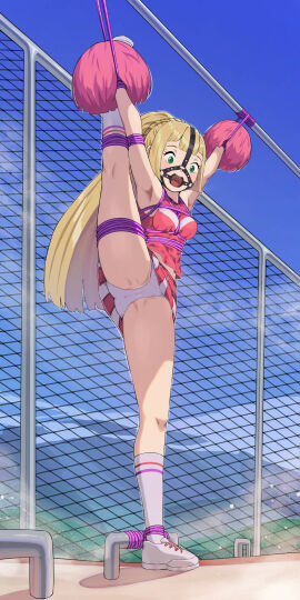 1girls 2024 2d 2d_artwork ass background blonde_female blonde_hair blush bondage breasts cameltoe cheerleader cheerleader_outfit cheerleader_uniform detailed_background female female_focus female_only gag gagged gagged_female green_eyes harness harness_gag harness_ring_gag human humiliation knee_socks kneehighs kneesocks legs_up light-skinned_female light_skin lillie_(pokemon) long_hair maniacholy nintendo one_leg_up open_mouth outdoors outside panties pokemon pom_poms public pussy ring_gag rope rope_between_breasts rope_bondage shibari shibari_over_clothes shoes skirt skirt_lift skirt_up small_breasts sneakers socks socks_and_shoes solo solo_female solo_focus spread_legs thick thick_thighs thighs video_game_character video_games white_panties white_socks