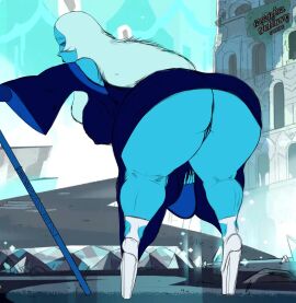 2020 2024 alien alien_humanoid anus artist_name artist_signature ass background big_ass big_breasts big_butt black_eyelashes blue_body blue_diamond_(steven_universe) blue_lips blue_skin breasts cartoon_network closed_eyes dark_blue_clothing diamond_authority digital_drawing_(artwork) digital_media_(artwork) dress female female_only gem_(species) hair hi_res high_heels holding_object holding_staff humanoid isazicfazbear lifting_skirt light_blue_hair long_dress long_hair mammal mammal_humanoid nails platform_boots platform_footwear platform_heels pussy solo solo_female steven_universe thick_thighs white_high_heels