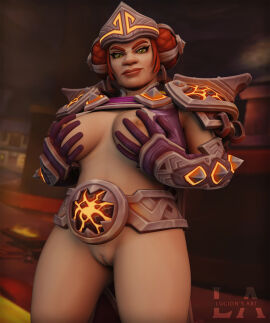 1girls 3d big_breasts blizzard_entertainment breasts dwarf dwarf_(warcraft) female female_only light-skinned_female light_skin lucionart moira_thaurissan pussy solo warcraft world_of_warcraft