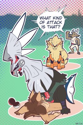 absurd_res angry animal_genitalia anthro arcanine bodily_fluids canid canine canis comparing cum cum_drip cum_on_face cum_on_penis cumshot deer dominant dominant_male dripping duo ejaculation feral genaron015 generation_1_pokemon generation_7_pokemon genital_fluids genitals hi_res interspecies knot legendary_pokemon looking_at_another male male/male mammal mr.tuxdeer nintendo penis penis_grab pokeball pokemon pokemon_(species) pokemon_battle pokemon_trainer pokephilia seductive sheath silvally size_difference spectators wolf