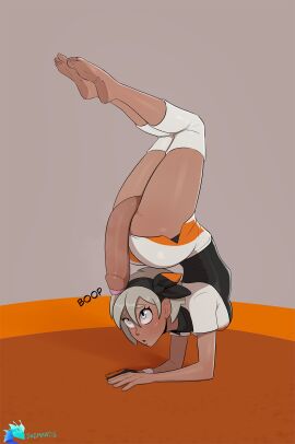 1futa 2024 bea_(pokemon) bent_penis blush breasts clothed clothing dark-skinned_futa dark_skin flaccid flaccid_penis flexible foreskin futa_only futanari hand_stand huge_cock human intersex legs_up long_penis mostly_clothed nintendo partially_retracted_foreskin penis pokemon pokemon_ss retracted_foreskin skemantis smooth_penis solo solo_futa uncircumcised uncut upside-down