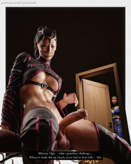 3d boob_window breasts caption caught erection flashing futanari intersex kitana kitana_(new_era) mileena mileena_(new_era) mortal_kombat mortal_kombat:_deception mortal_kombat_1_(2023) no_nut_november nyxenartz penis penis_awe precum self_upload watching