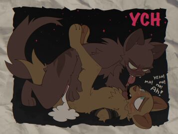 3_toes 4_fingers after_kiss ambiguous_gender ambiguous_penetration anthro arm_tuft arms_tied barely_visible_genitalia barely_visible_penis blue_eyes blush blush_lines bodily_fluids bondage bound brown_body brown_fur canid canine canis carnivore_noodle cheek_tuft chest_tuft cum cum_inside cum_overflow cute_fangs dominant dominant_male duo ejaculation elbow_tuft eye_roll facial_tuft fangs feet felid feline fingers fluffy fluffy_tail from_front_position fur fuzzy genital_fluids genitals half-closed_eyes hand_on_butt hands_behind_back head_tuft hi_res legs_up looking_at_another looking_at_partner looking_down looking_pleasured lying male male/ambiguous mammal moan narrowed_eyes nude on_back open_mouth penetration penis restrained restrained_arms restraints saliva saliva_on_tongue saliva_string side_view sparkles submissive submissive_ambiguous tail tan_body tan_fur teeth text toes tongue tongue_out tuft ych_(character) yellow_eyes