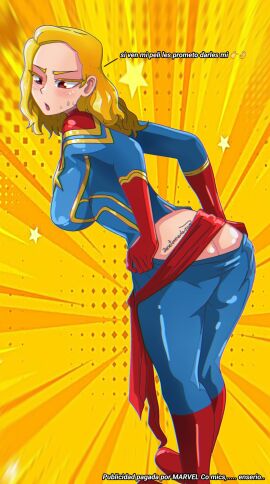 1girls ass ass_focus big_ass big_breasts big_butt blonde_hair breasts captain_marvel captain_marvel_(movie) carol_danvers female female_only human human_only josetomedasco large_ass light-skinned_female light_skin marvel marvel_cinematic_universe marvel_comics sugestive_pose superheroine undressing