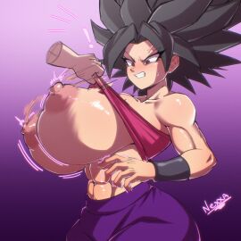 abs angry baggy_pants bandeau bandeau_lift bandeau_pull big_breasts bracers breasts breasts_bigger_than_head caulifla clothes_lift coffeenexxa disembodied_hand dragon_ball dragon_ball_super dragon_ball_z female from_side huge_areolae huge_breasts huge_nipples large_breasts lifted_top lifting_clothing lifting_top mad motion_blur motion_lines nexxa pants pink_nipples pink_tube_top purple_pants sideview thick_thighs tomboy toned tube_top tubetop wide_hips