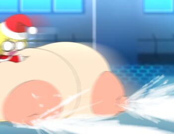 1girls 2021 big_areola blurred_background blurry_background blush bow bow_ribbon breasts breasts_bigger_than_body breasts_bigger_than_head breasts_bigger_than_torso chibi christmas excessive_milk fate_(series) female funny funny_porn hi_res huge_breasts hyper hyper_breasts immobile lactating lactation lying_on_breasts metachoke milk milk_spray milk_squirt mob_face motion_blur nero_claudius_(fate) padoru padoru_(meme) partially_offscreen_character santa_costume santa_hat self_lying silly small_but_busty squeezing_breast sweat sweatdrop too_big_to_move