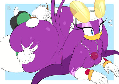 anal anthro ass avian beak big_butt bird blue_eyes bovid breasts caprine cleavage clothed clothing duo eyewear female gloves goat goggles handwear hi_res hirundinid horn huge_butt interspecies male male/female mammal mekaatomic oral oscine passerine rimming sega sex sonic_(series) sonic_riders sonic_the_hedgehog_(series) swallow_(bird) tail wave_the_swallow