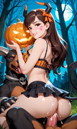 1futa 1girls ai_generated beautiful big_knot city city_background city_lights cityscape d.va erection eye_contact futa_focus halloween halloween_costume halloween_decoration halloween_theme houndoom knot lingerie long_hair looking_at_viewer night night_sky night_time overwatch pokemon pokemon_(species) pretty pretty_face pretty_girl self_upload wavy_hair