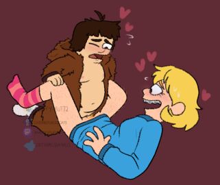 20th_century_fox 20th_century_studios braces brother_and_sister chubby chubby_male cuntboy double_molyneux_sister_sheux fox_corporation hearts_around_head incest intersex judy_tobin male moon_tobin onesie partially_clothed scissoring socks sweater the_great_north wilo_productions