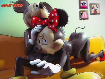 alternate_version_at_source ass ass_up black_body blowjob butt deepthroat disney enjoying fellatio irrumatio mickey_mouse minnie_mouse naked sunriser