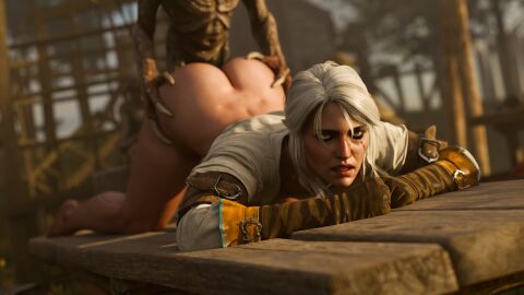 3d ass ass_grab ass_up belethor's_smut bubble_ass bubble_butt cd_projekt_red ciri female freckles gloves green_eyes light-skinned_female light_skin lying male mascara monster nekker nude outdoors penetration penis pussy scar sex the_witcher_(series) the_witcher_3:_wild_hunt vaginal_penetration white_hair witcher_medallion