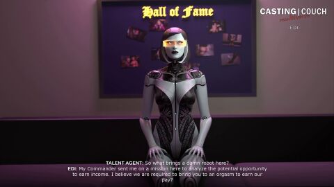 1girls 3d android casting_couch curvy curvy_body dialogue edi english_text female female_only mass_effect mass_effect_3 on_knees prostitution robot robot_girl slushe_(website) solo text tscd_rendering