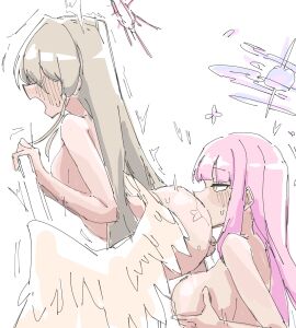 1futa 1girls anilingus bagaponchi balls blue_archive blue_halo breasts brown_hair female from_side futa_with_female futanari halo highres intersex large_breasts long_hair mika_(blue_archive) multiple_females multiple_girls nagisa_(blue_archive) nude open_mouth paizuri penis pink_hair red_halo reverse_paizuri rimming testicles white_background white_wings wings x-ray yellow_eyes