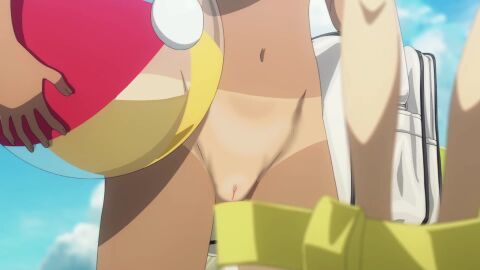 2d 2d_animation animated anime anime_style black_hair blue_hair bouncing_breasts breasts cameltoe completely_nude dark-skinned_female dark_skin hi_res highres large_breasts long_hair make_heroine_ga_oo_sugiru! medium_breasts nipples nude nude_filter nudist_beach ponytail pussy resized short_hair sound tagme third-party_edit upscaled video yakishio_lemon yanami_anna