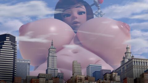 3d asian asian_female big_breasts blizzard_entertainment breasts chinese chinese_female chubby chubby_female city cloud clouds female female_focus female_only giantess hyper_giantess light-skinned_female light_skin mei_(overwatch) naked naked_female nude nude_female nudity overwatch overwatch_2 solo solo_female solo_focus vana3d vanasmut