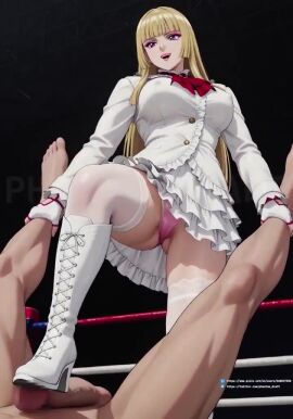 ai_generated ai_slop emilie_de_rochefort femdom high_heel_boots panties ring stepped_on stepping_on_penis tagme tekken video