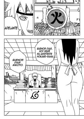1boy 1girls almost_naked apron apron_only ass ass_focus back_view before_sex black_and_white chair cheating cheating_husband cheating_wife clothed_male_nude_female comic commentary desk dialogue faceless_female female from_behind functionally_nude hokage hokage_office indoors konohagakure_symbol long_hair male male/female milf monochrome naked_apron namikaze_minato naruto naruto_(series) naruto_shippuden netorare ninrubio no_bra no_panties ntr office_chair presenting presenting_self rear_view sitting smile spanish_text standing story talking talking_to_another text translation_request uchiha_mikoto very_long_hair voluptuous