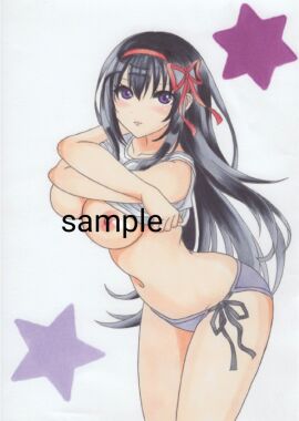 akemi_homura female mahou_shoujo_madoka_magica shirt_lift tagme