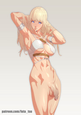 1futa balls big_breasts big_penis blonde_hair blue_eyes bottomless breasts clothed clothing final_fantasy final_fantasy_xiv futa_only futanari horny human intersex light-skinned_futa light_skin long_hair lyse_hext mostly_nude paid_reward pale_skin penis solo standing tomoyuki_kotani