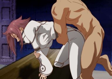 breasts censored clothed_female_nude_male code_geass female kallen_stadtfeld kyabakurabakufu large_breasts male red_hair sex sex_from_behind sex_on_table short_hair table