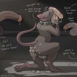 4boys anthro asmallotter ass backsack balls balls_fondling balls_rub ballsack big_dom_small_sub big_penis biped black_penis bodily_fluids brown_body brown_fur collar cum cum_drip cum_in_ass cum_inside cum_on_penis cum_pool cum_splatter dialogue digitigrade dominant dripping english_text fellatio fondling fur fur_tuft gangbang genital_fluids genitals group group_sex hi_res homophobic_slur human_on_anthro humanoid_genitalia inside kneeling licking light light_beam male male/male male_on_anthro male_on_human mammal messy metal_collar multiple_boys multiple_males murid murine oral penile penis penis_lick penis_worship precum precum_drip raised_tail rat rat_ears rat_tail red_eyes rodent saliva sex signature size_difference skaven slave slur slurping solo_focus submissive submissive_male sunbeam sunlight surrounded surrounded_by_penis tail text tongue tuft warhammer_(franchise) warhammer_fantasy white_penis